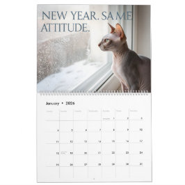 Calendario Sphynx Speaks: Editable Monthly Cat Humor Art