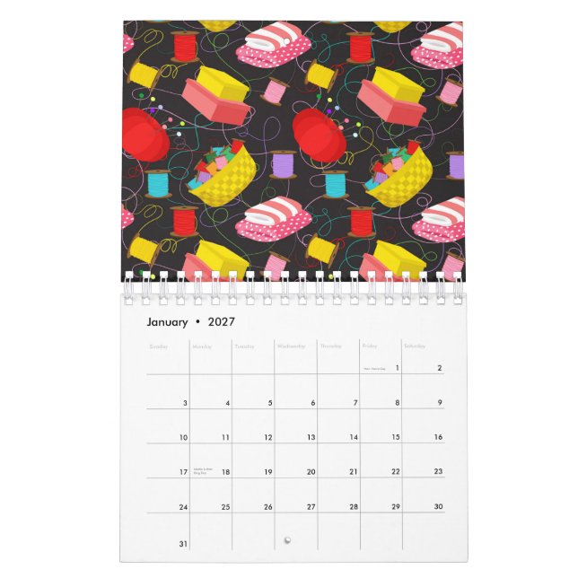 Calendario Spools Sewing Threads Pins Blankets Seamstress (Jan 2027)