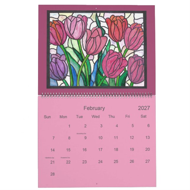 Calendario Stained Glass Art Calendar (Feb 2027)