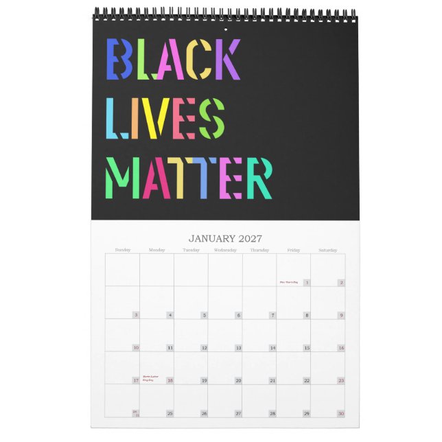 Calendario Stencil de Black Lives Matter 01 Editable (Jan 2027)