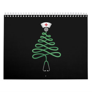 Calendario Stethoscope Árbol de Navidad Enfermera Bata de Nav