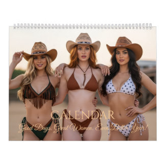 Calendario Stylish Women in Cowboy Hats & Western Scenes