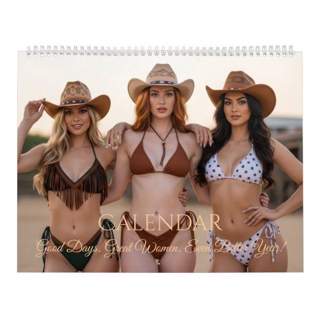 Calendario Stylish Women in Cowboy Hats & Western Scenes (Tapa)