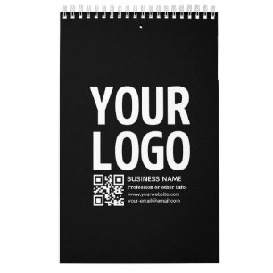 Calendario Su logotipo con código QR editable y texto