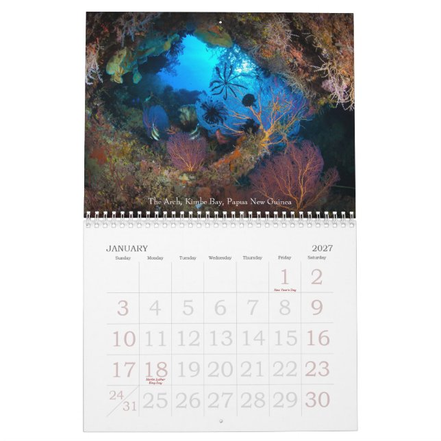 Calendario subacuático 2013 de la vida marina de (Jan 2027)