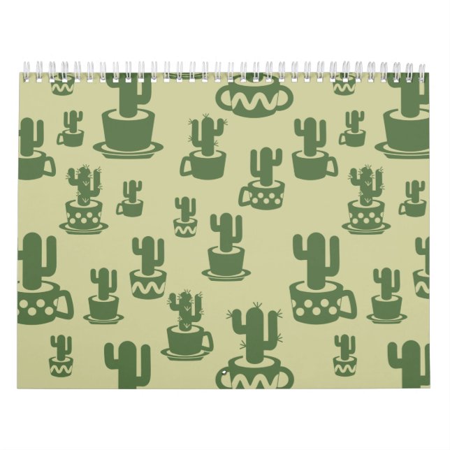 Calendario Succulent cactus silhouette in cups and pots  (Tapa)