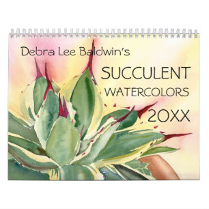 Calendario Suculentas acuarelas 20XX de Debra Lee Baldwin Ca