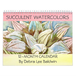 Calendario Suculentas acuarelas de Debra Lee Baldwin
