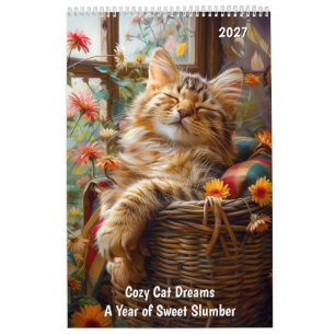 Calendario Sueños de Gato Acogedor – Un Año de Dulce Sueño
