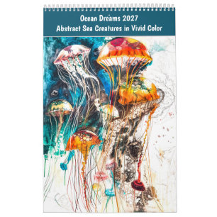 Calendario Sueños Oceánicos – Criaturas Marinas Abstractas en