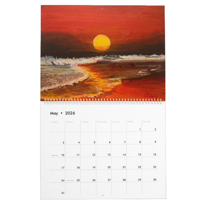 Calendario Sunsets por el artista Gary Poling (May 2026)