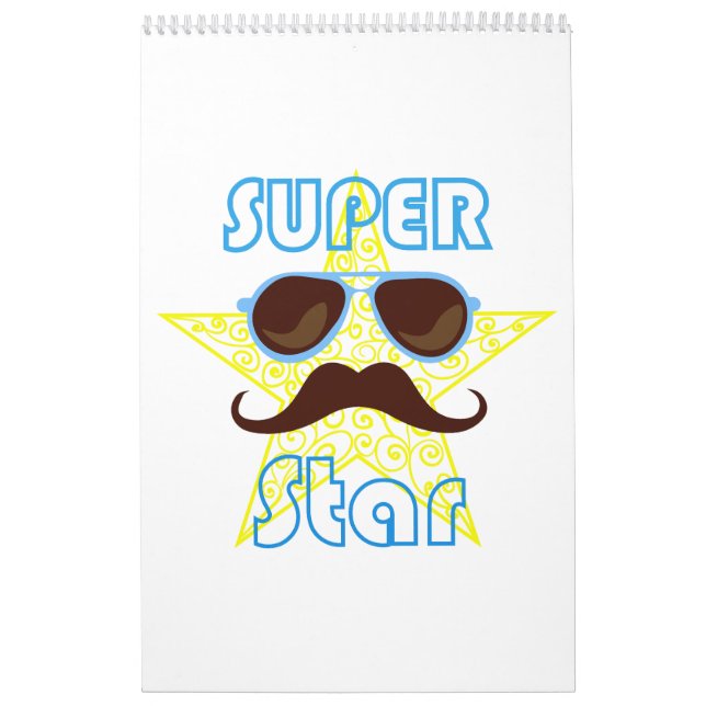 Calendario Superestrella con gafas de sol y bigote (Tapa)