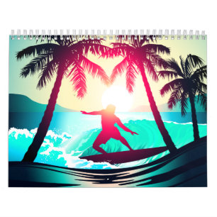 Calendario Surf con palmeras