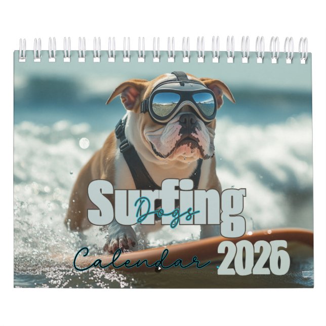 Calendario Surfing Dog Calendar, 2025 Calendar, Dog (Tapa)