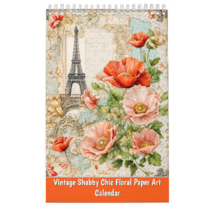 Calendario Susurros Vintage – Arte en Papel Floral Shabby Chi