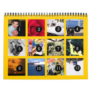 Calendario Tan Fácil como 1 a 12 Foto Original Amarillo Calen
