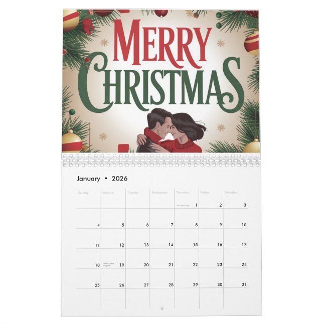 Calendario Tarjeta de felicitación navideña para una pareja (Jan 2026)