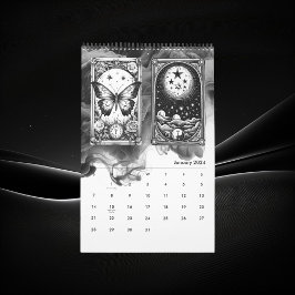 Calendario Tarjeta Tarot moderna Diseñador blanco y negro
