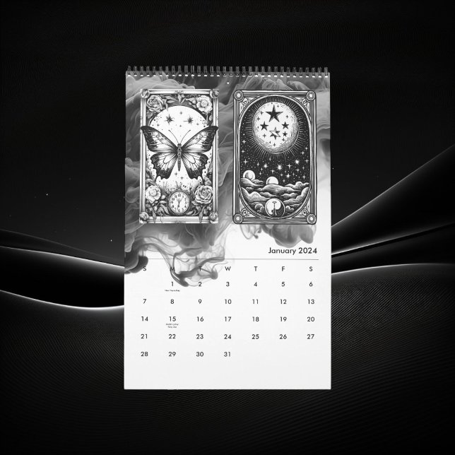 Calendario Tarjeta Tarot moderna Diseñador blanco y negro (Subido por el creador)