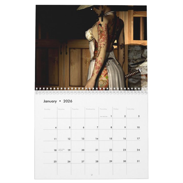 Calendario Tatuaje asiático, prueba (Jan 2026)