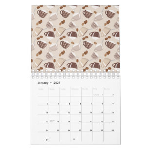 Calendario Tazas de café tiempo Granos marrones Amante de la