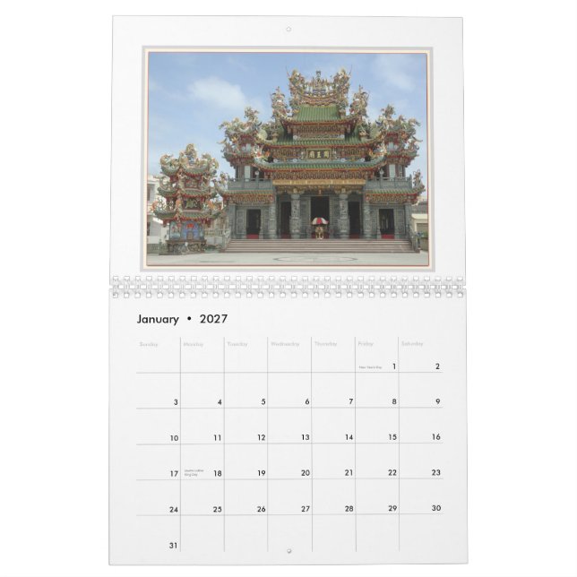 Calendario Templos de Taiwán (Jan 2027)