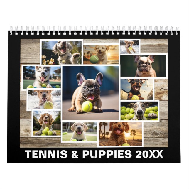 Calendario Tenis y cachorros de cualquier año (Tapa)