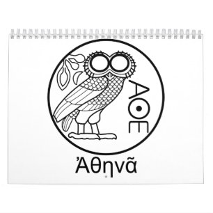 Calendario Tetradrachm del búho de Athena (fuente griega)