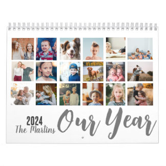 Calendario Texto simple del guión de collage de la familia de