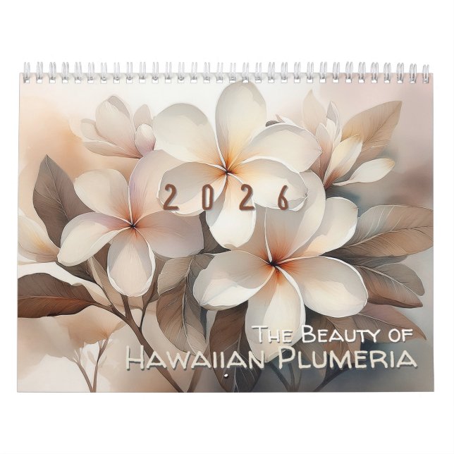 Calendario The Beauty of Hawaiian Plumeria Medium Calendar (Tapa)