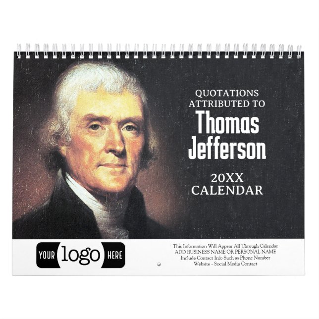 Calendario Thomas Jefferson Cita la promoción del logotipo co (Tapa)