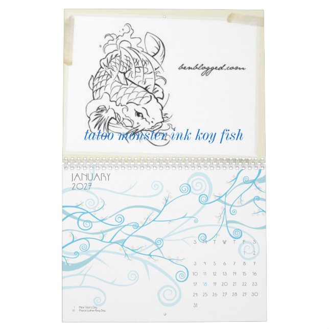 Calendario tinta del monstruo del tatuaje (Jan 2027)