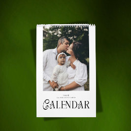 Calendario Tipografía Chic Minimalista Moderna Foto de Famili