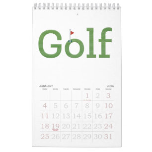 Calendario Tipografía de GOLF 2026 Pared colgante