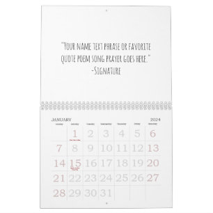 Calendario Tipografía manuscrita simple y linda cita personal