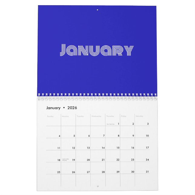Calendario Tipografía moderna azul (Jan 2026)