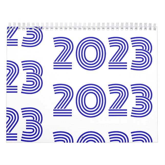 Calendario Tipografía moderna Blanco azul (Tapa)
