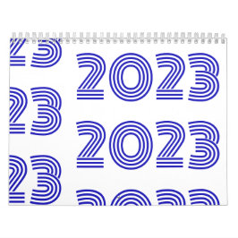 Calendario Tipografía moderna Blanco azul