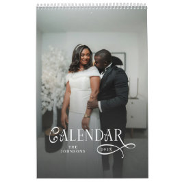 Calendario Tipografía Moderna Personalizada Foto de Boda Reci