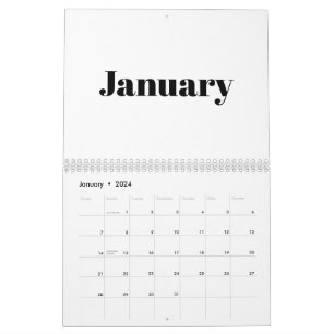 Calendario Tipografía negra blanca moderna en negrita mes 202