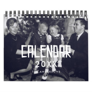 Calendario Tipografía retro vintage de los 50 fotografía fami