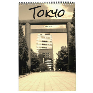 Calendario tokio japón sepia 2026