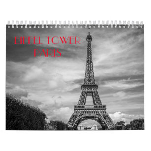 Calendario Torre Eiffel de París blanco y negro