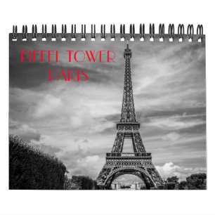 Calendario Torre Eiffel de París blanco y negro