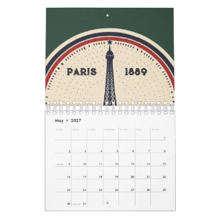 Calendario Torre Eiffel París Antiguo 1889