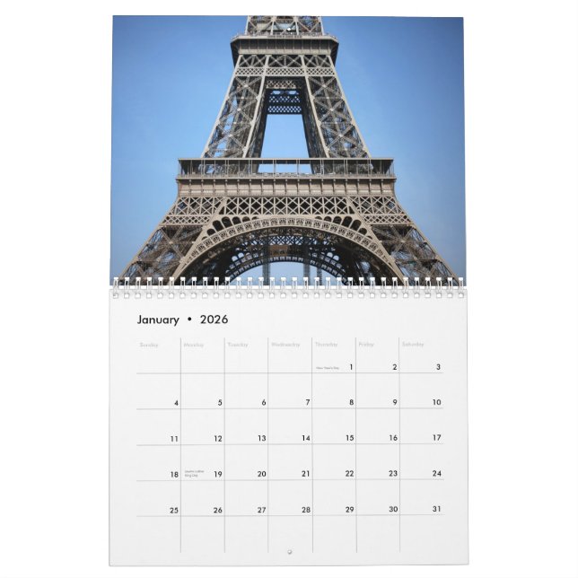 Calendario Torre Eiffel romántica París 2015 (Jan 2026)