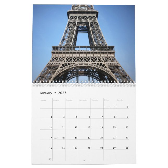Calendario Torre Eiffel romántica París 2015 (Jan 2027)