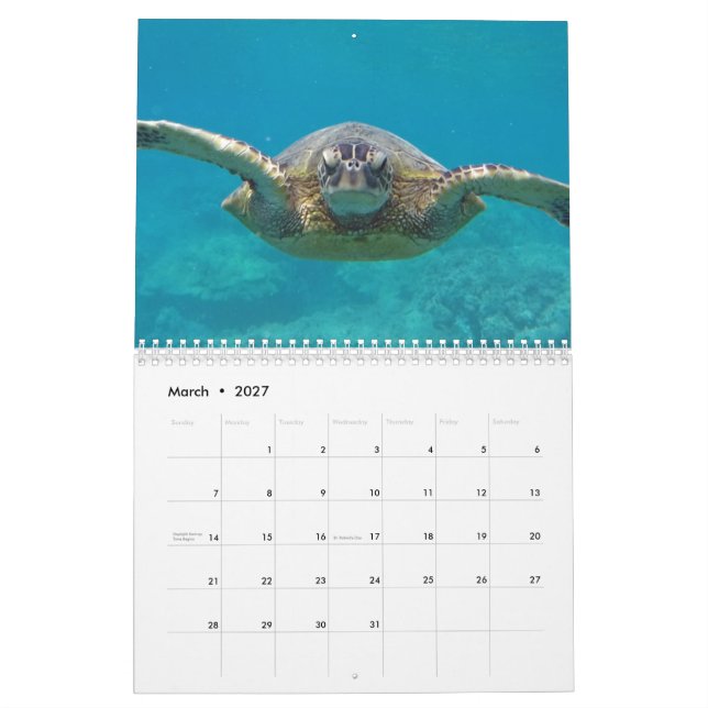 Calendario Tortugas de Hawái (Mar 2027)