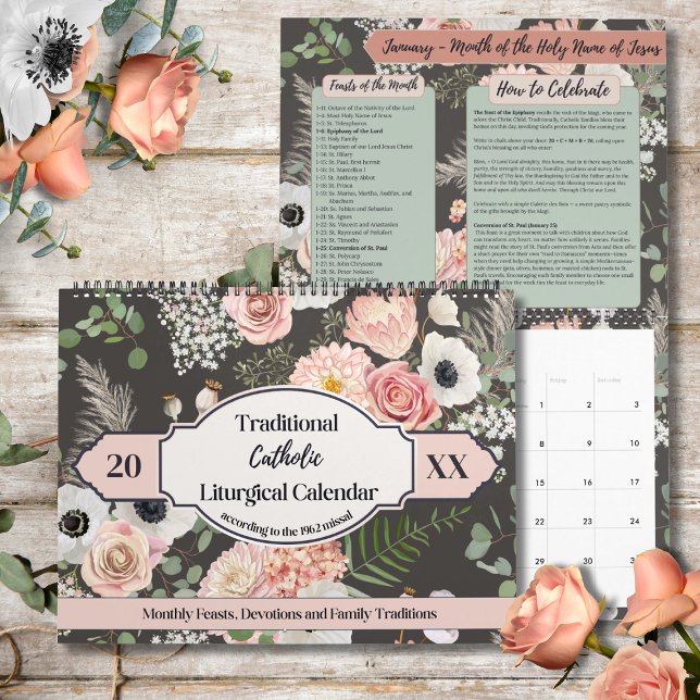 Calendario Traditional 1962 Missal Catholic Liturgical  (Traditional Liturgical Calendar for Catholic families who follow the 1962 Missal. )