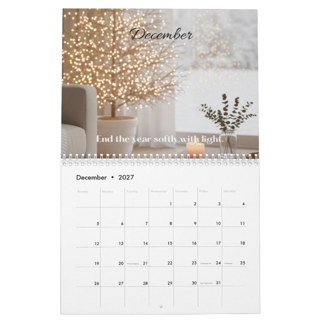 Calendario Tranquilo 2026 — Estética Suave Minimal (Dec 2027)